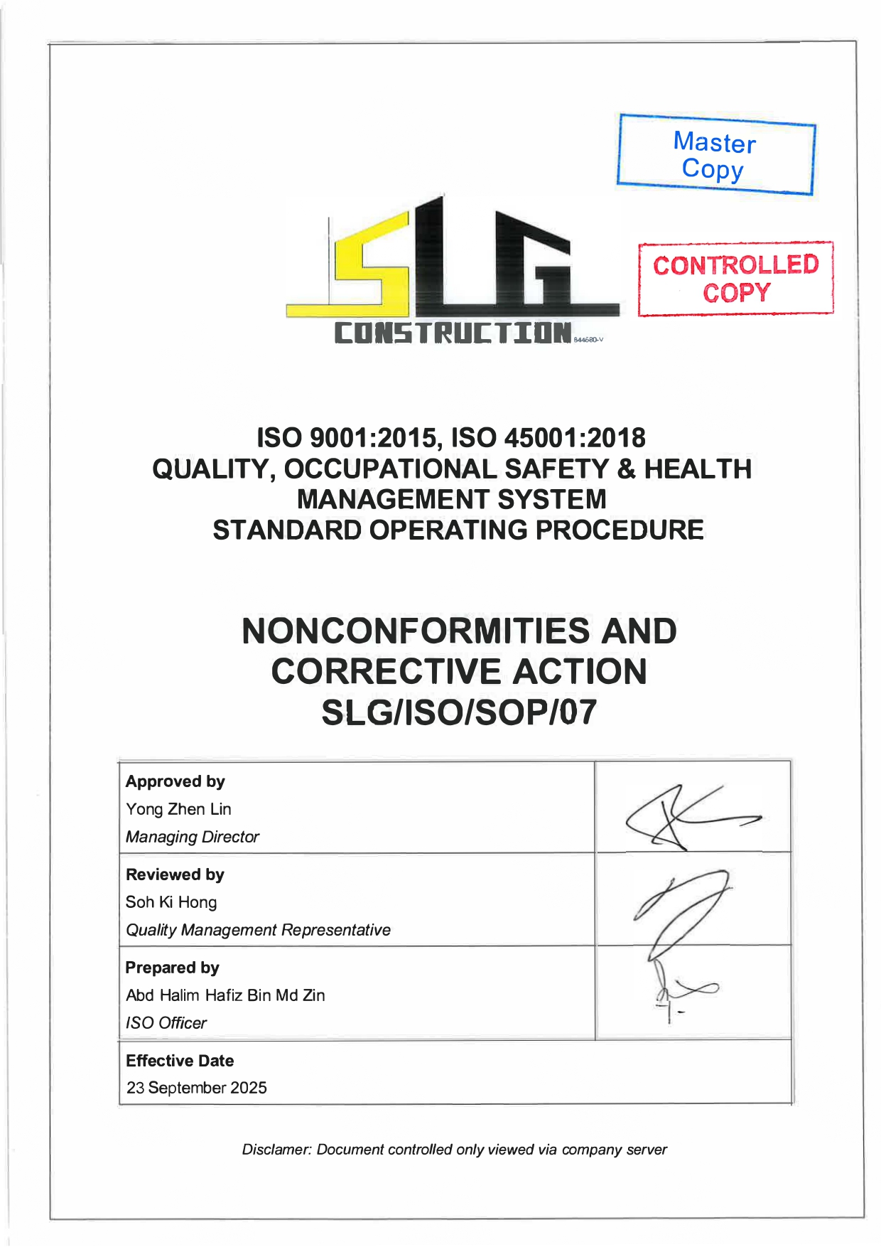 SLG-PRO-SOP Page 1